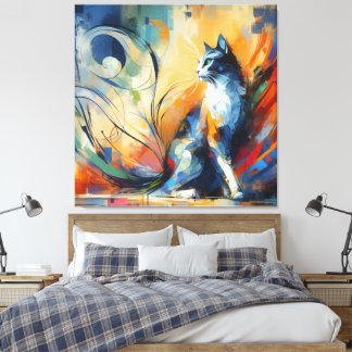 Arte abstracto de gato en lienzo vibrante | Colori