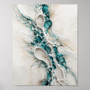 Arte abstracto de geoda teal en póster impreso