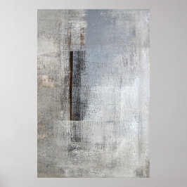 Arte abstracto de gris y beige "total más largo"