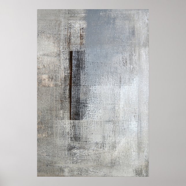 Arte abstracto de gris y beige "total más largo" (Frente)