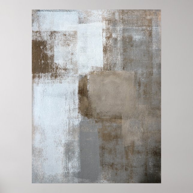 Arte abstracto de gris y beige "tranquilo y neutra (Frente)