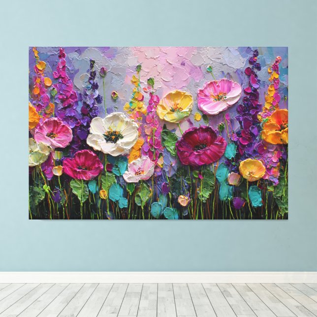 Arte abstracto de jardín de flores coloridas para  (Insitu (piso de madera))