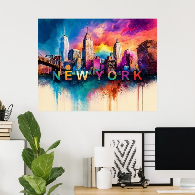 Arte abstracto de la ciudad de Nueva York (Oficina en casa)