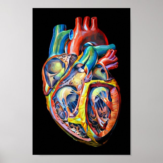 arte abstracto de la colorida anatomía cardíaca hu (Frente)