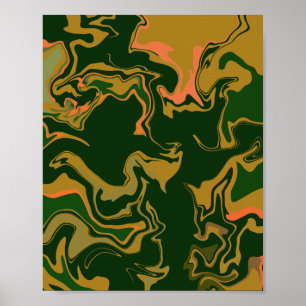 Arte abstracto de la tierra en verde y marrón dora