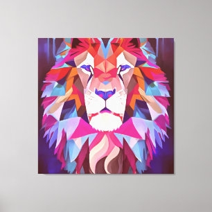 Arte abstracto de león geométrico magenta