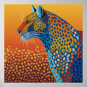 Arte abstracto de leopardo vibrante