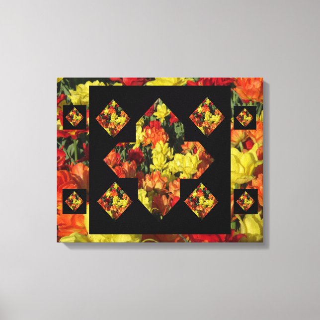 Arte abstracto de lienzo con signo más y clavel (5 (Anverso)