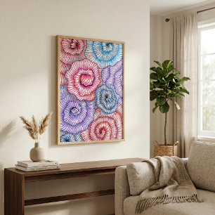 Arte abstracto de línea floral con remolino de ros