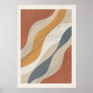 Arte abstracto de línea topográfica moderna
