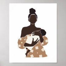 Arte abstracto de madre negra sosteniendo bebé