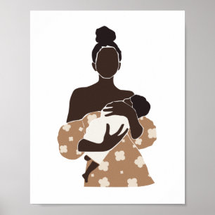 Arte abstracto de madre negra sosteniendo bebé