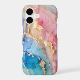 Arte abstracto de mármol dorado rosa estético azul