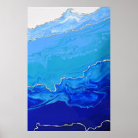 Arte abstracto de mármol plateado turquesa azul