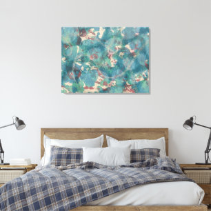Arte Abstracto de Medios Mixtos en Aqua Turquesa y