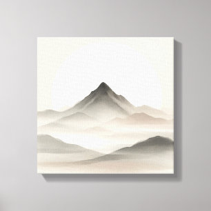 Arte abstracto de montaña Japandi para interiores