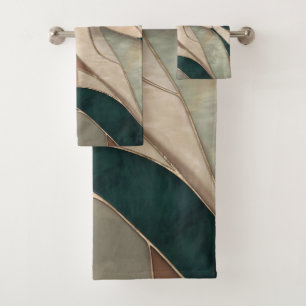 Arte abstracto de mosaico - Taupe y Esmeralda