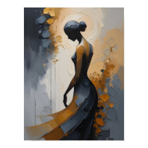 Arte abstracto de mujer elegante en pared