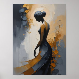 Arte abstracto de mujer elegante en pared