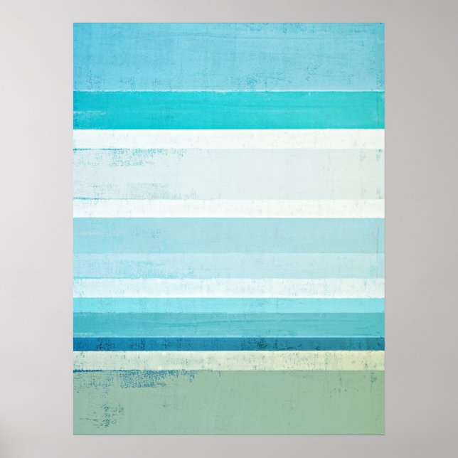 Arte abstracto de "Ondas" azul y beige (Frente)