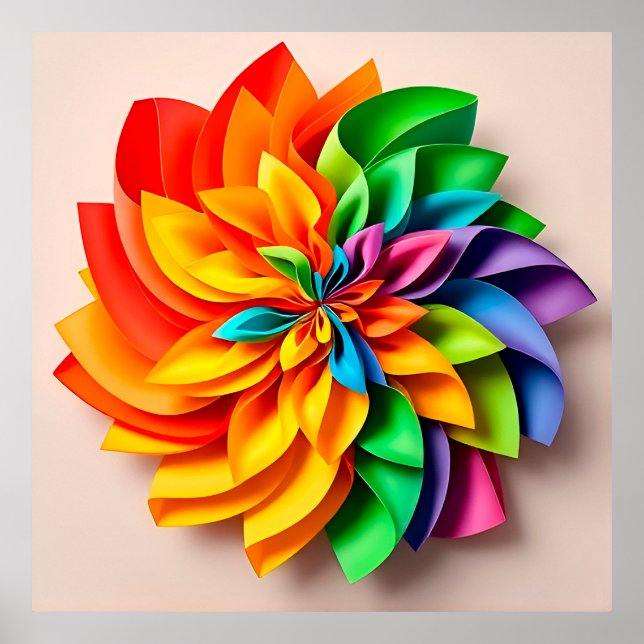 Arte abstracto de papel de arcoíris vibrante (Frente)