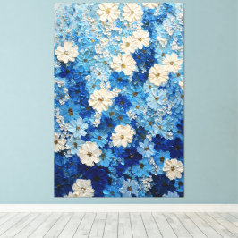 Arte abstracto de pared con gradiente floral azul