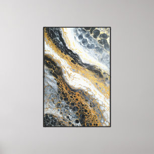 Arte abstracto de pared con remolino negro, blanco