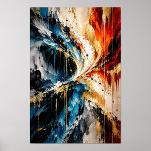 Arte abstracto de pared convergencia azul naranja