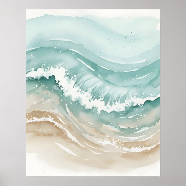 Arte abstracto de pared de baño de flujo oceánico (Frente)