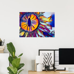ARTE ABSTRACTO DE PARED DE OJO DE GIRASOL  VIBRANT