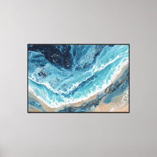Arte abstracto de pared de ola de océano fluida