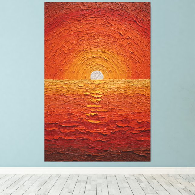 Arte abstracto de pared de sol dorado sobre horizo (Insitu (piso de madera))