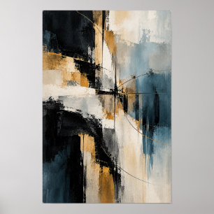 Arte abstracto de pared Pasaje de Oro Azul Mediano