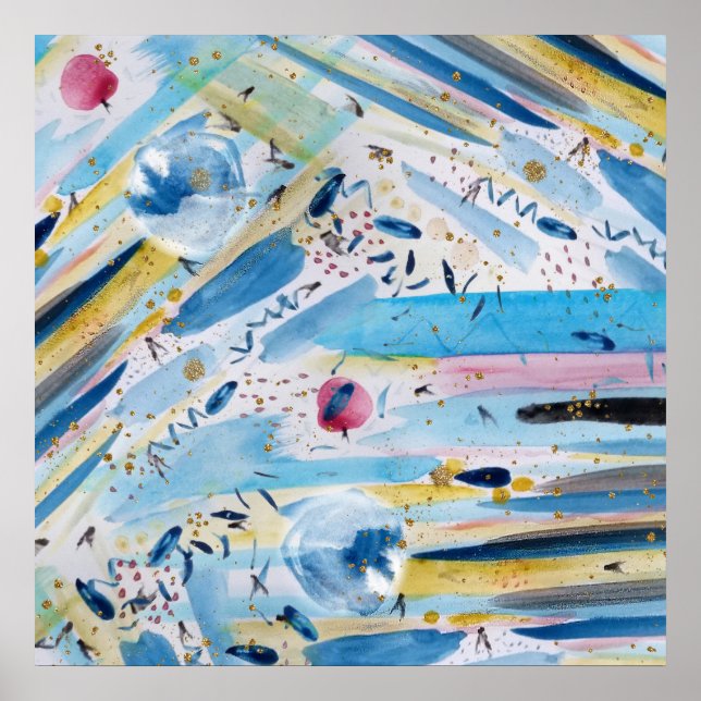 Arte abstracto de pintura de mano de acuarela (Frente)