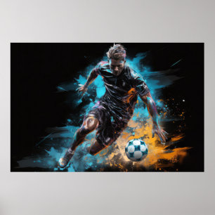 Arte abstracto de pintura deportiva de acción futb