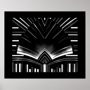 Arte abstracto de póster franja plateada curvada