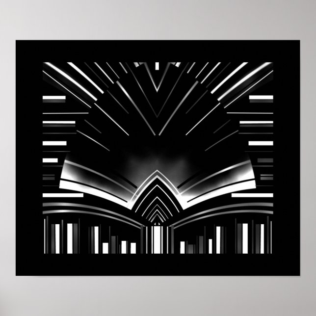 Arte abstracto de póster franja plateada curvada (Frente)