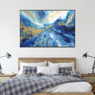 Arte abstracto de remolino cósmico azul y dorado