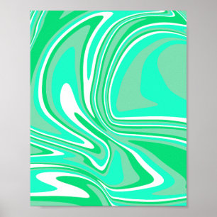 Arte abstracto de remolino verde, blanco y turques