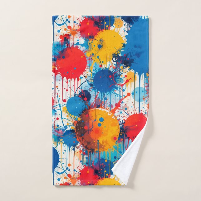 Arte abstracto de salpicaduras coloridas (Toalla de mano)