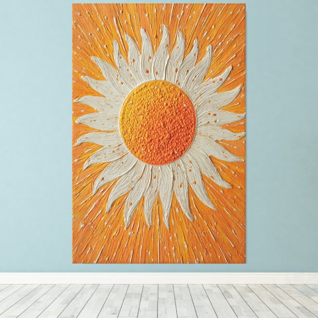 Arte abstracto de sol radiante con rayos de llama  (Insitu (piso de madera))