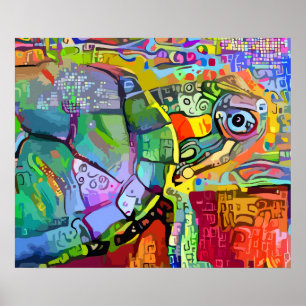 ARTE ABSTRACTO DE TORTUGA SURREALISTA COLORIDA