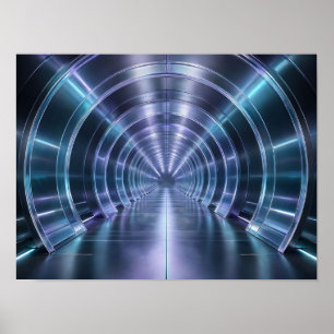 Arte abstracto de túnel metálico futurista en pare