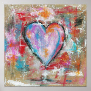 Arte abstracto del corazón imprudente que pinta el
