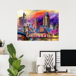 Arte abstracto del horizonte de Cincinnati Ohio vi