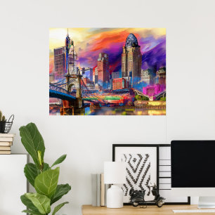 Arte abstracto del horizonte vibrante de Cincinnat