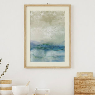 Arte abstracto del océano en azul y beige