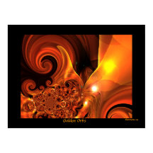 Arte abstracto digital cartel orbes dorados