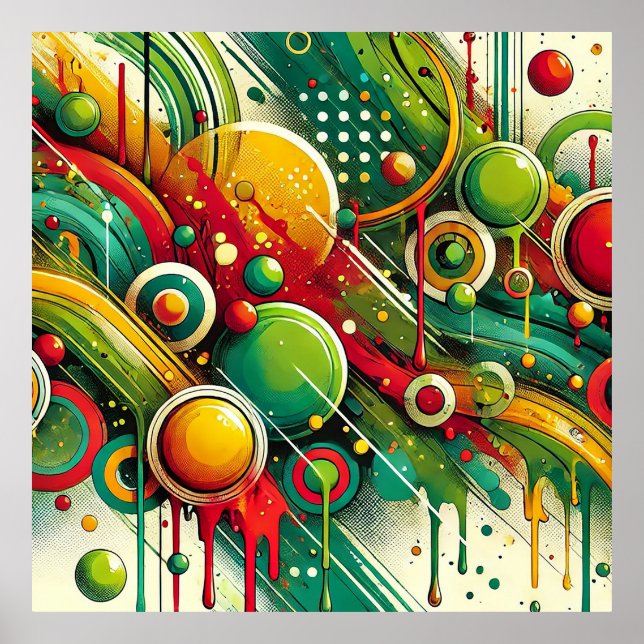 Arte abstracto dinámico con círculos coloridos (Frente)