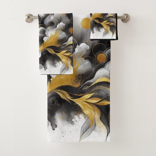 Arte abstracto dorado y negro con IA (In situ)